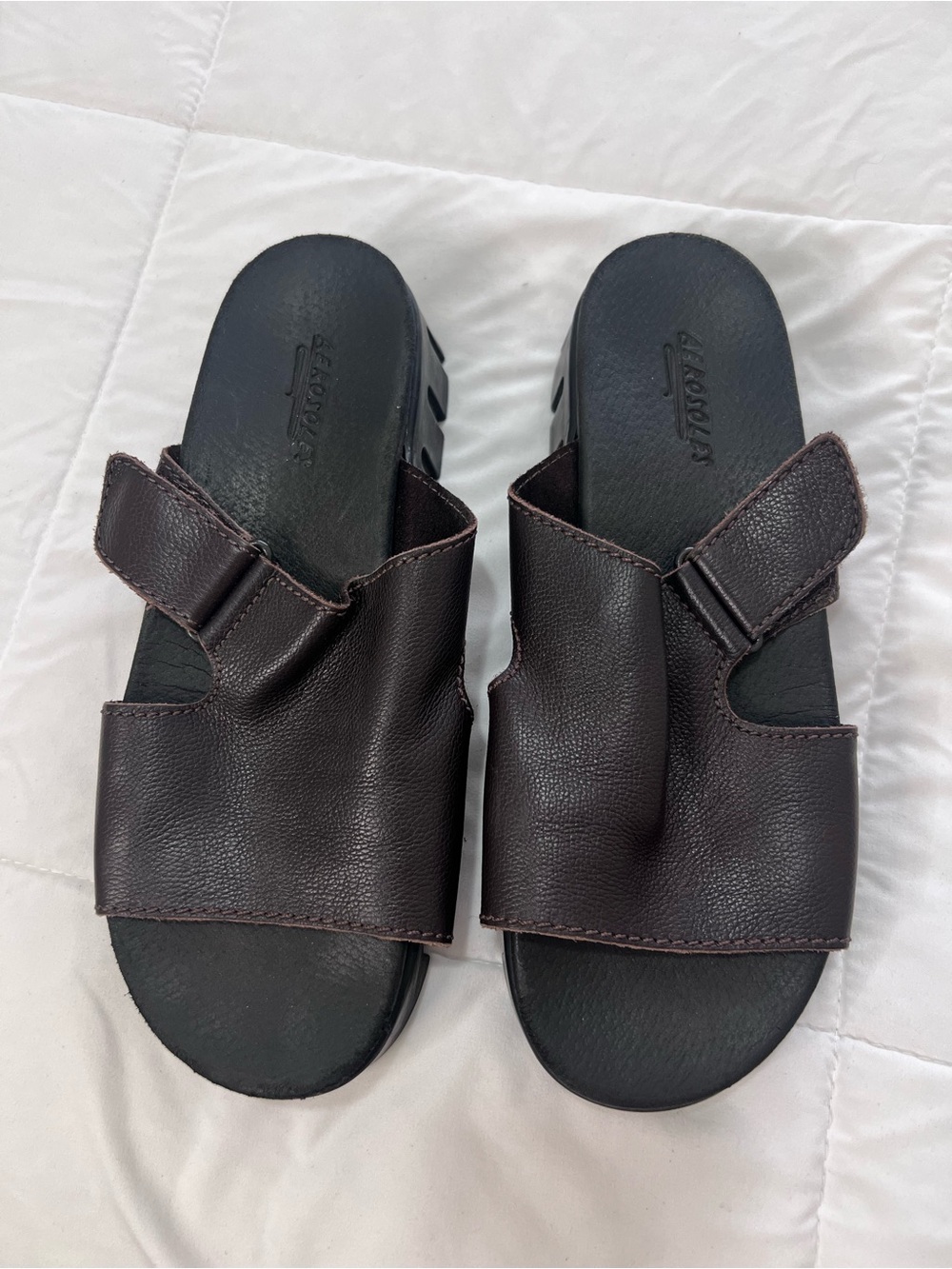 Aerosoles Brown Slip-On Leather Sandals size 9.5